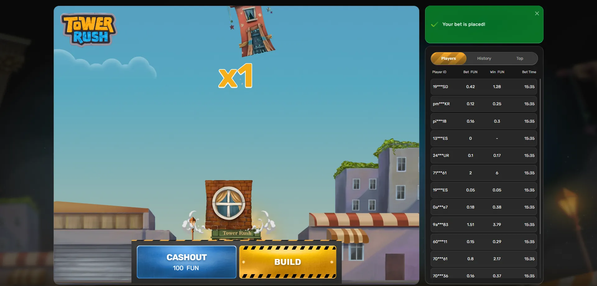 خيارات الرهان والدفع في tower rush bet